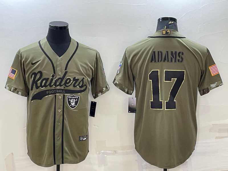 Men%27s Las Vegas Raiders #17 Davante Adams 2022 Olive Salute to Service Cool Base Stitched Baseball Jersey->las vegas raiders->NFL Jersey